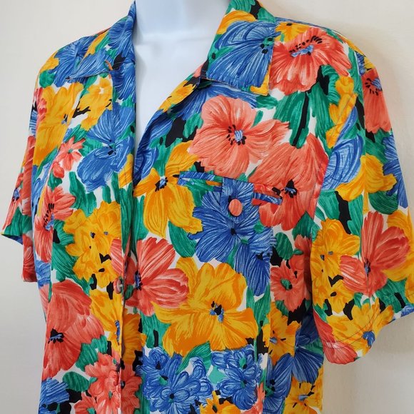 Vintage Women's Small Christie & Jill Floral Hawaiian Shirt - Picture 2 of 6